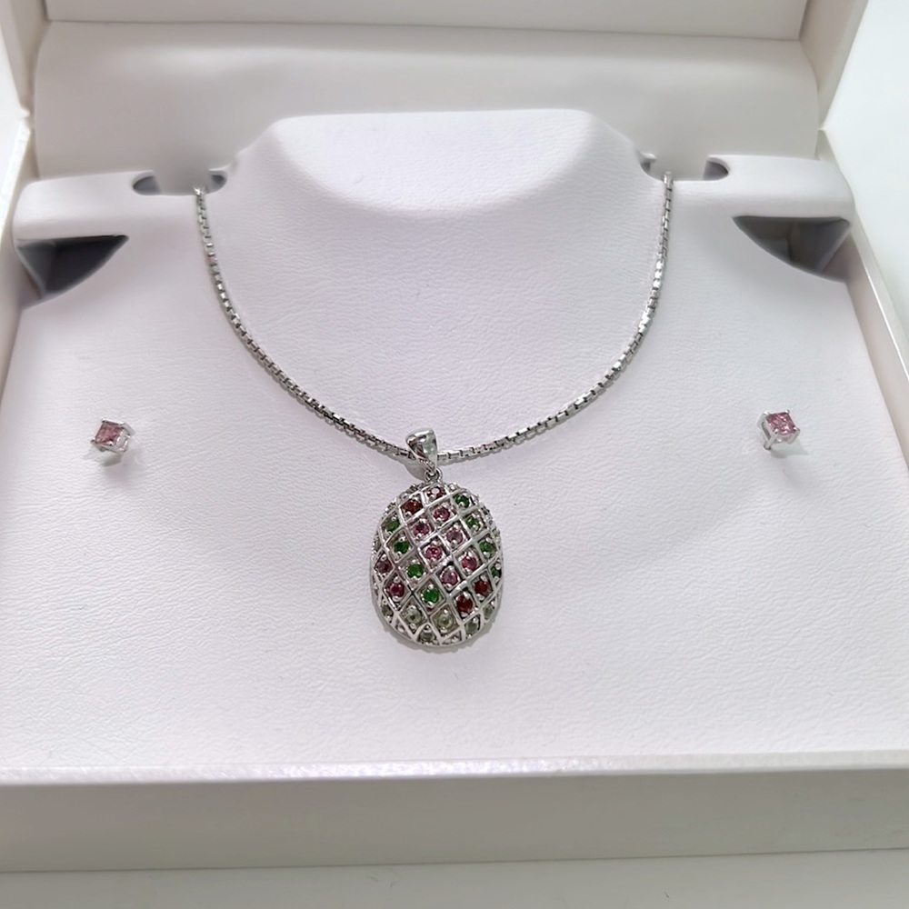 Madani multi color germ charm necklace &earring set